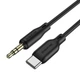 Аудіокабель BOROFONE BL18 Type-C to 3.5mm male, silicone, 1m, Black - зображення 1