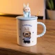 Чашка фарфоровая с крышкой и ложкой Labubu 300 (мл) подарочная кружка прикольная чашка для детей на подарок Голубой FM-35B - изображение 1