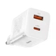 Мережевий зарядний пристрій Baseus Super Si Pro Quick Charger Type-C + USB 30W White - зображення 3