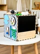 Бізікуб дитячий дерев'яний 30×30×30 см SmartTemple Розвиваючий бізіборд для дітей хлопчика Куб іграшка для розвитку моторики сірий - зображення 9