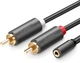 Кабель Ugreen AV102 AUX Audio TRS-RCAx2 M/M 0.25м Grey (UGR-10561) - изображение 1