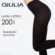 Тёплые хлопковые женские колготки Giulia LUCKY COTTON 200 (3) Black-nero, теплые колготы, плотные матовые - изображение 1