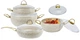 Набор посуды Edenberg 8 предметов с мраморным антипригарным покрытием Бежевый (EB-12947) - изображение 2