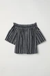 Блузка з відкритими плечима для жінки H&M 0622043-003 34(XS) чорно-білий - зображення 1