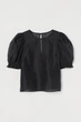 Блузка з рукавами-ліхтариками для жінки H&M Divided 0928189-003 36(S) чорний - зображення 1