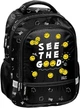 Шкільний рюкзак Paso See the good Smileyworld 38 x 28 x 15 см 18 л Чорний (5903162136448) - зображення 1