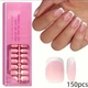 Гелевые типсы для наращивания Soft Gel с французским маникюром глянцевые короткий квадрат S 150 шт бледно-розовые с белым френчем (123) - изображение 2