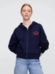 Толстовка на блискавці з капюшоном на флісі оверсайз жіноча GAP 294079159 S Синя (1159848769) - зображення 1