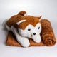 Мягкая игрушка-плед, подушка 3 в 1 Хаски плед в игрушке 50×30×26 (см) Коричневый 7124BR - изображение 4