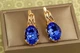 Серьги Xuping Jewelry Гранд с синим камнем 3,1 см золотистые - изображение 1