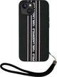 Etui plecki Karl Lagerfeld Saffiano Athleisure Stripes Cord do Apple iPhone 15 Black/Pink (3666339254742) - obraz 1