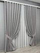 Комплект штор VR-Textil 100% блэкаут ASHEN NIGHT 150х270 2шт и Тюль 400х270 1840ш-1153т светло-серый с белым 71-087/3 - изображение 2