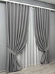Комплект штор VR-Textil 100% блэкаут ASHEN NIGHT 100х270 2шт и Тюль 300х270 1851ш-1153т серый с белым 71-092/1 - изображение 2