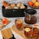 Хлебница с солонкой и перечницей кухонный набор 3 предмета черная с бамбуковой крышкой разделочной доской - изображение 2
