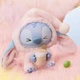 Мягкая игрушка - брелок Labubu Stitch Лабубу Стич Eat Something Before Sleep Series розовый - изображение 2