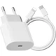 Сетевое зарядное устройство для iPad IPhone 14/13/12 20W USB-C + кабель type-c lightning 1М Комплект быстрой зарядки White - изображение 1