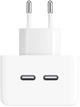 Швидка зарядка для айфона Зарядний пристрій Dual USB-C 35W Блок живлення для айфон подвійний Type-C Power Adapter Адаптер для заряджання Samsung/iPhone/iPad White потужні зарядні пристрої Kayfovo B35 - зображення 1