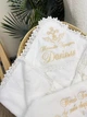 Крестильный набор Family Tradition велюровая махра велюр плюш с вышивкой и кружевом белый Таинство Крещения Даниэля - изображение 3