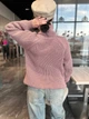 Женский однотонный свитер с горловиной пудрового цвета 36211 One Size - изображение 6