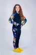 Лосины трикотажные для девочки, SmileTime Flora с цветочный принтом синие, размер 146 - изображение 4