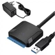 Адаптер-перехідник USB 3.0 - SATA 3 кабель-конвертер для 2.5”/3.5” жорсткого диска HDD/SSD + блок живлення 12 В, чорний (122272269) - зображення 1