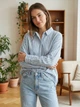 Рубашка хлопковая оверсайз женская Vero Moda 10326181 S Dusty blue (5715728682876) - изображение 5