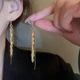 Сережки-протяжки «Колоски пшениці» Aureill, золотисті, 95 мм - зображення 5