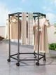 Шестигранная круглая напольная вешалка для одежды на колёсиках 360°, металлический каркас 120×74.5×40 см, черная - изображение 8