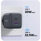 Зарядний пристрій Ugreen X516 2xUSB 30W Power Delivery 3.0 9В 3А GaN Grey (55539) - зображення 4