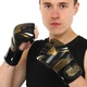 Перчатки для смешанных единоборств MMA на липучке размер XL Кожа FISTRAGE черный-золотой VL-4159 - изображение 6