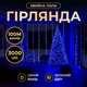 Новорічна гірлянда Хвойна лапа кімнатна роса 100 м 3000 LED зелений провід Синє сяйво D3000L100MGBL - зображення 1