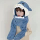 Шапка шарф дитяча плюшева акула синя One size (F8384) - зображення 1