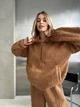Женский теплый костюм с меха Тедди кофейного цвета 36233 46/48 - изображение 2