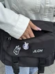Сумка через плече молодіжна зі значками аніме JLCH чорна. Сумка студентська, шкілька.Сумкадля прогулянок - зображення 2
