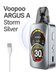 Багаторазова Pod-система Voopoo Argus A Storm Silver вейп 1100 мАг ВуПу Аргус до 30 Вт подік з міцних сплавів 3 мл Шторм Сілвер - зображення 1