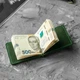 Кожаный зажим для денег Tryzub Green из натуральной кожи Crazy Horse, зеленый, с тиснением Герб Украины - изображение 3