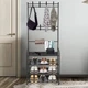 Вішалка для одягу та взуття 2в1 4 полиці 60х26х155 см "Multi-functional shoe and hat rack" металева, чорна - зображення 3