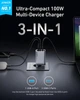 Зарядное устройство сетевое ANKER GaNPrime Charger 100W USB-C + USB-A складной, серый - изображение 2