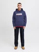 Худі на флісі JACK&JONES темно-синій з принтом IKKNQ175 L - изображение 2