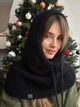 Капор жіночий вʼязаний з ніжної натуральної пряжі Zefur One size чорний - изображение 2