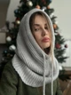Капор жіночий вʼязаний з ніжної натуральної пряжі Zefur One size сірий - зображення 1