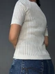 Реглан жіночий KARON 10624 ажурна вʼязка з коротким рукавом one size молочний - зображення 3