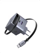 Зарядний пристрій Ugreen Nexode Pro X614 GaN 45W висувний кабель USB-C 70 см + USB-C + USB-A Сірий (65822) - зображення 1