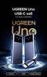 USB-C хаб Ugreen Uno CM888 7-в-1 HDMI 4K 60Гц PD 100W RJ45 1000 Мбит/с USB 3.0 с дисплеем 20 см Темно-серый (45155) - изображение 2