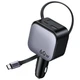 Автомобільний зарядний пристрій Ugreen EC602 Type-C + USB-C + USB-A 60W з висувним кабелем 70 см, PD3.0, PPS, QC3.0 Чорний (55212B) - зображення 1