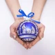 Новорічна Прикраса Новорічний шар Синій з Немовлям Ісусом Різдво UAMAZE 10см - зображення 1