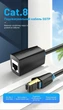 Кабель-удлинитель Vention Cat.8 SSTP Ethernet RJ45 1 м 40 Гбит/с 2000 МГц Черный (IKHBF) - изображение 2
