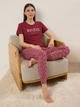 Пижама (футболка + штаны) женская хлопковая Trendyol THMSS25PT00382 M Bordeaux (8684737308299) - изображение 9