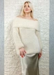 Светр фактурної в’язки з широкою горловиною молочний Italy Moda M-XL 22-027 - изображение 2