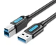 Кабель Vention USB 3.0 AM-BM 5 Гбіт/с 2A екранований 2 м Чорний (COOBH) - зображення 1